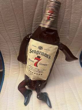 Vintage Seagram's Seven Crown Whiskey Inflatable Advertising Bottle Display